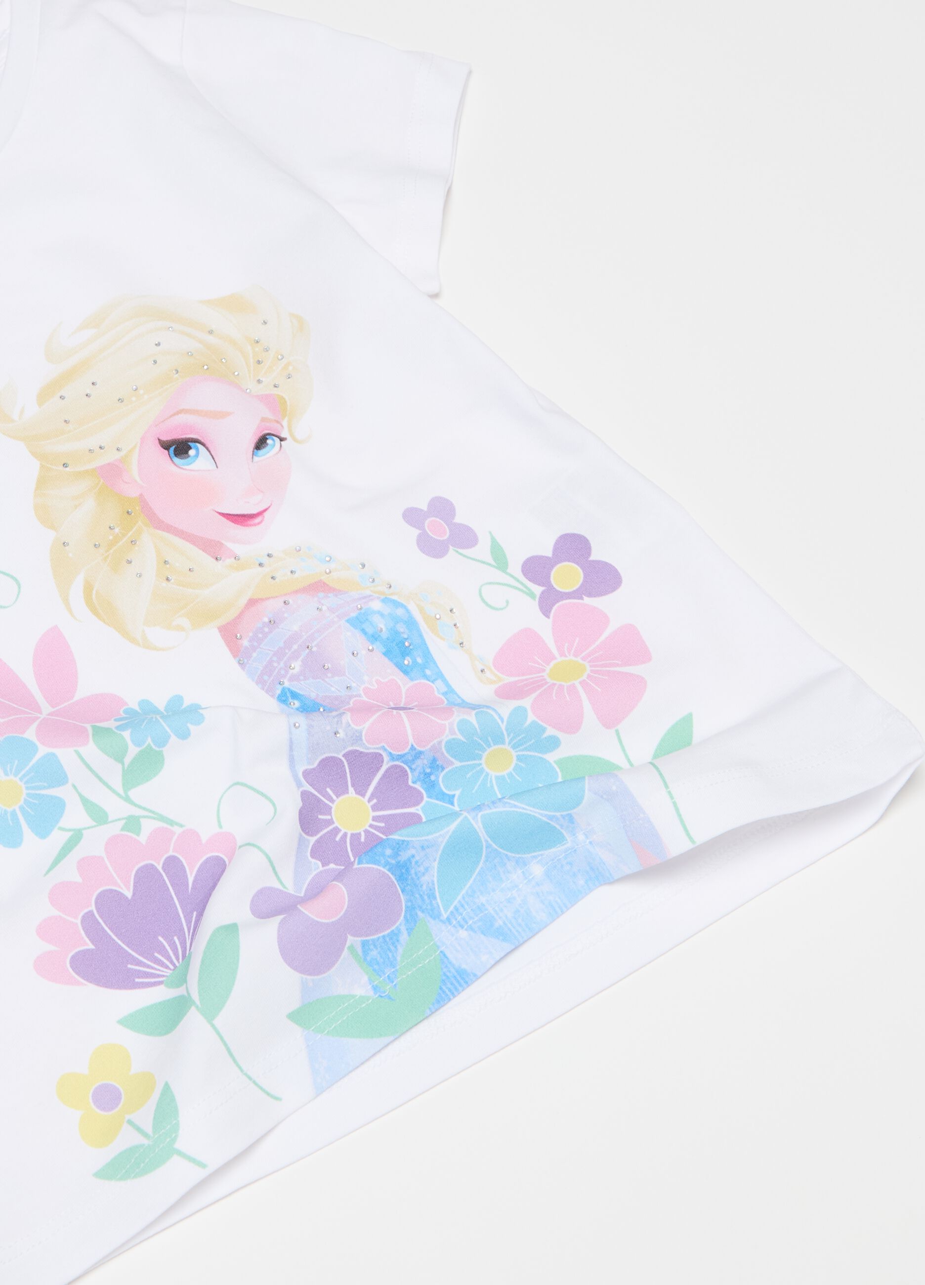 Camiseta con estampado Elsa y strass