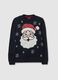 Blue regular fit Christmas jumper with Santa Claus embroidery_4