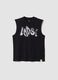 Top preto de algod&atilde;o puro para rapaz, corte oversize_0