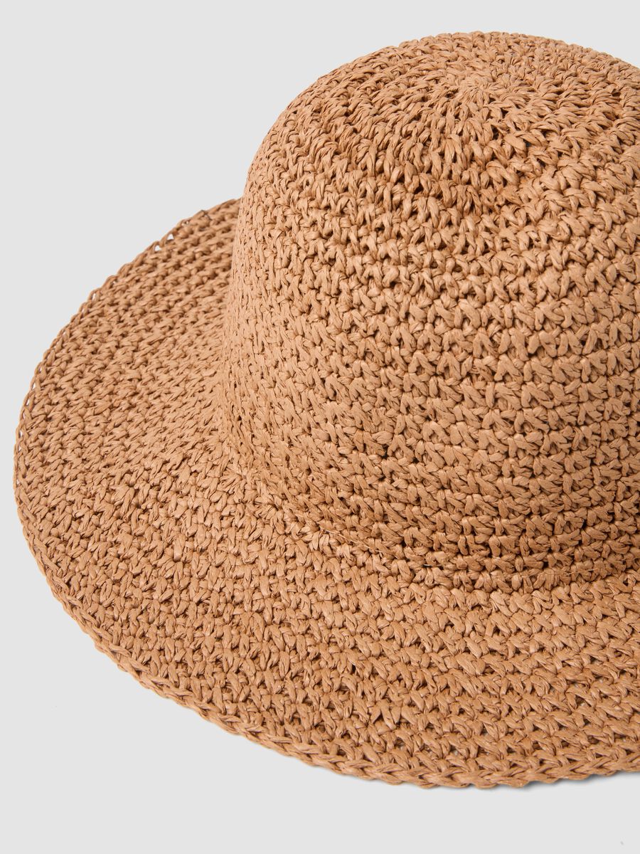 Panama hat in pure brown paper fabric_1