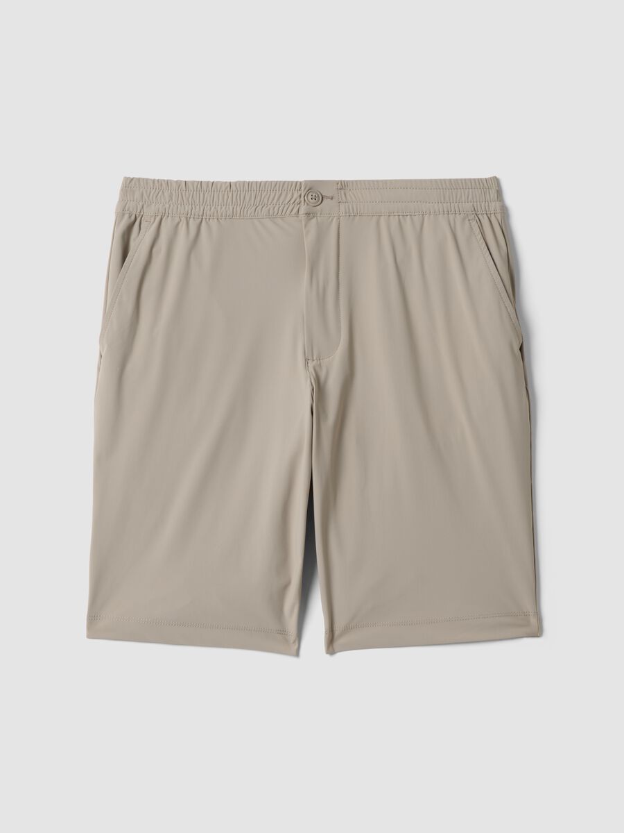 Bermudas jogger beige de tejido el&aacute;stico de corte regular_4