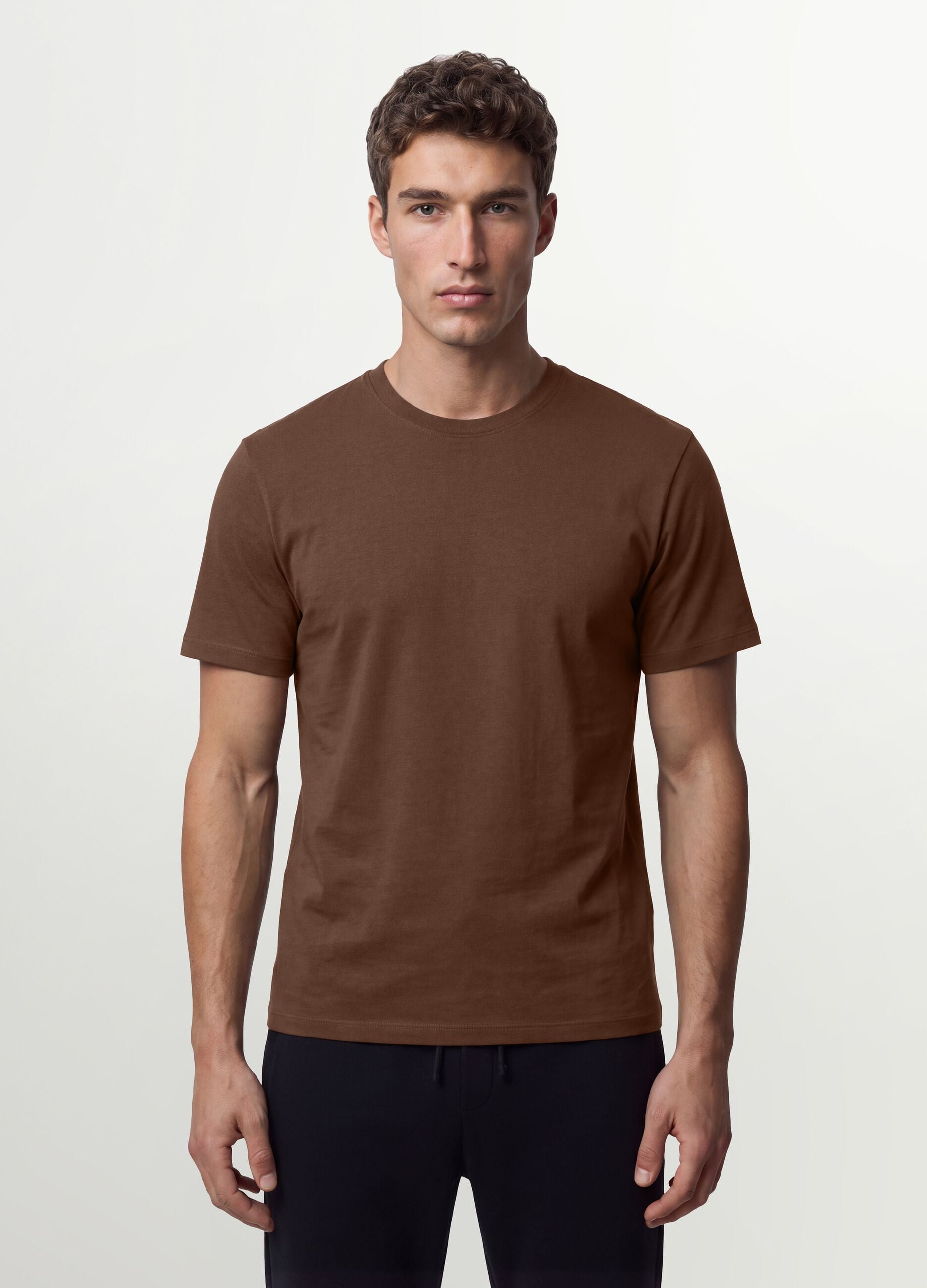 Brown regular-fit organic cotton jersey T-shirt
