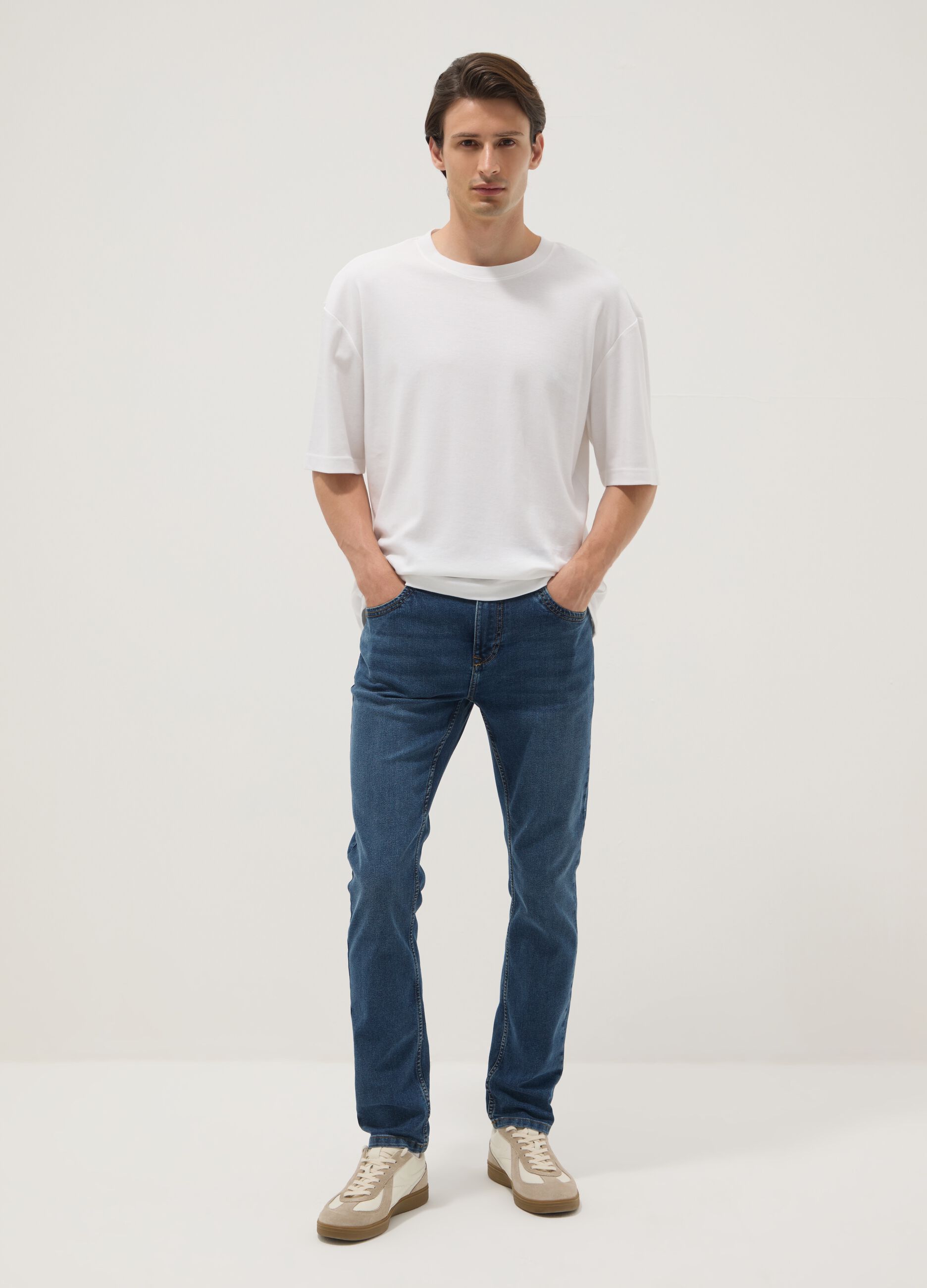 Super skinny blue cotton blend jeans