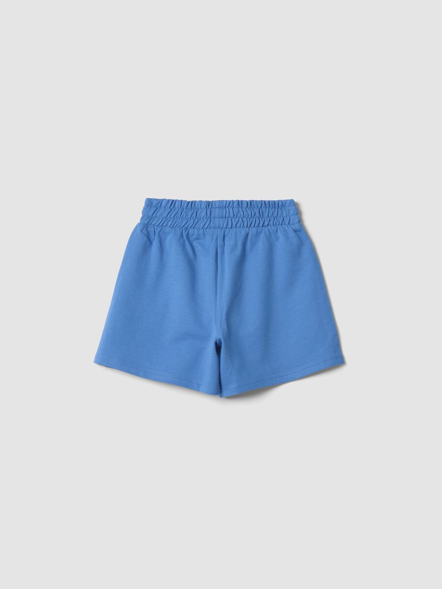 Hellblaue M&auml;dchen-Shorts aus reiner Baumwolle mit elastischem Bund_1
