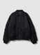 Black cropped padded jacket with zip and shirt collar_0
