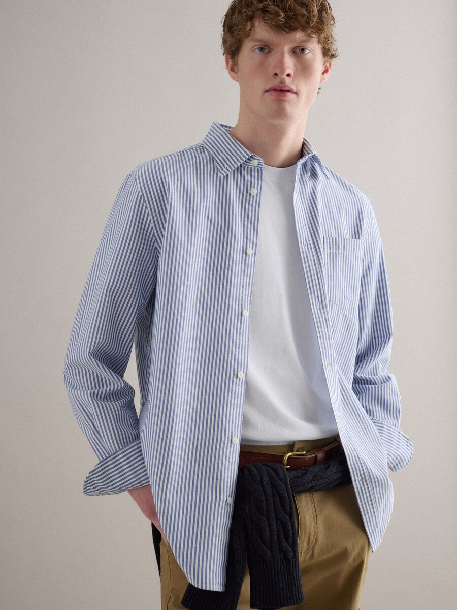 Multicolored striped pure cotton shirt regular fit_0