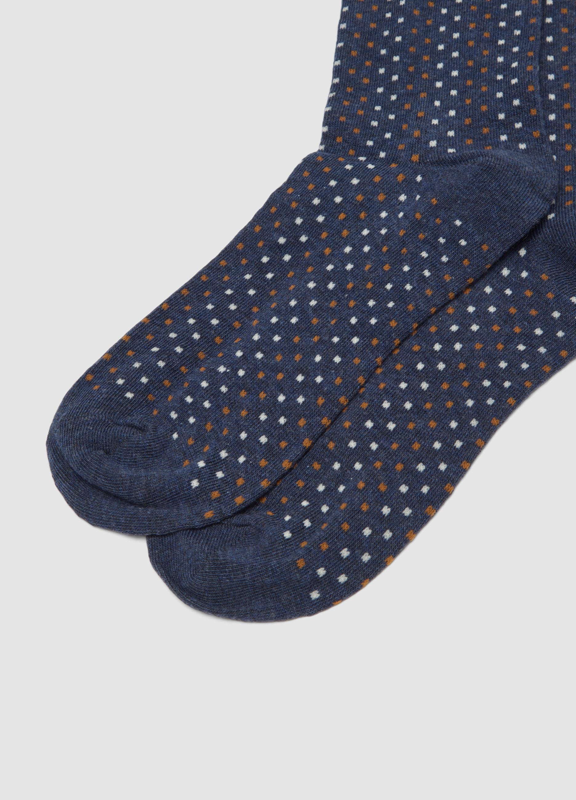 Tripack di calze lunghe blu melange in cotone organico elasticizzato