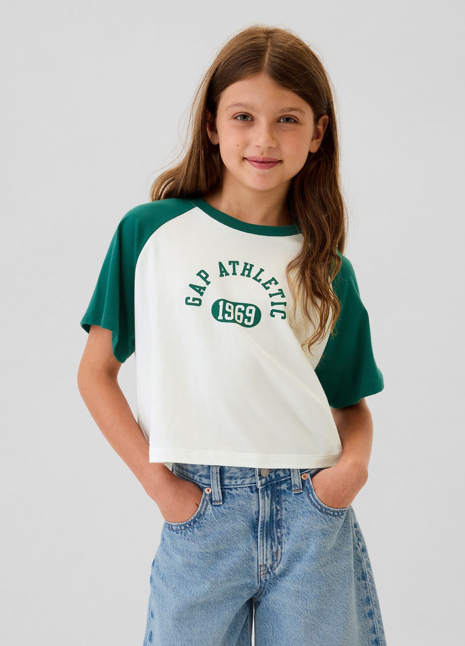 Boxy-fit T-shirt with Athletics print