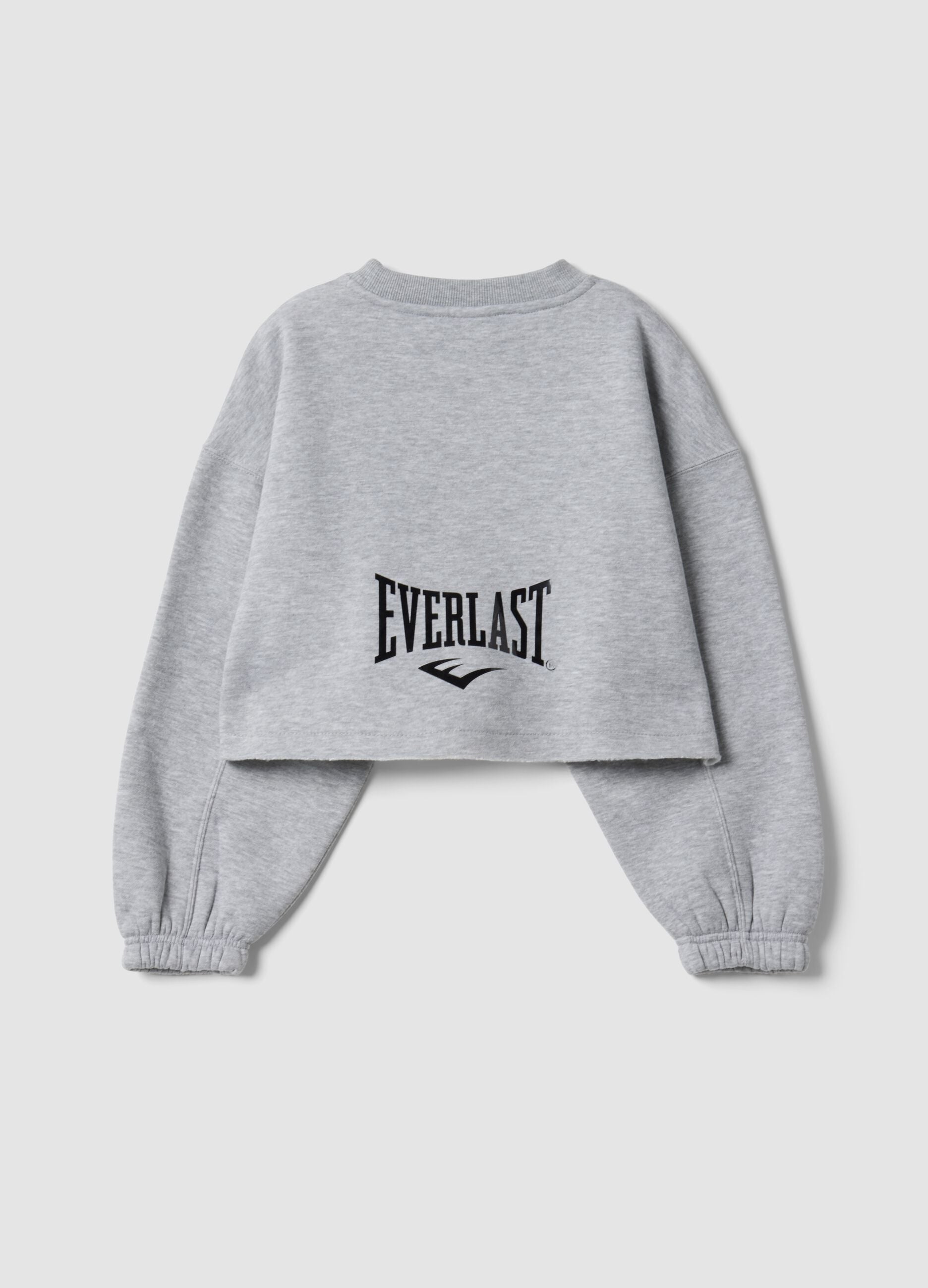 Sweatshirt cropped cinzenta em mistura de algod&atilde;o
