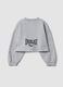 Sweatshirt cropped cinzenta em mistura de algod&atilde;o_1