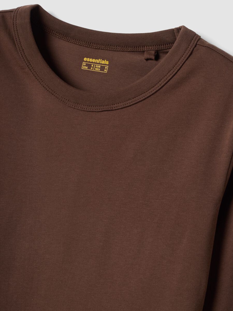 Braunes Langarm-T-Shirt aus Jersey aus reiner Baumwolle, Regular Fit_1