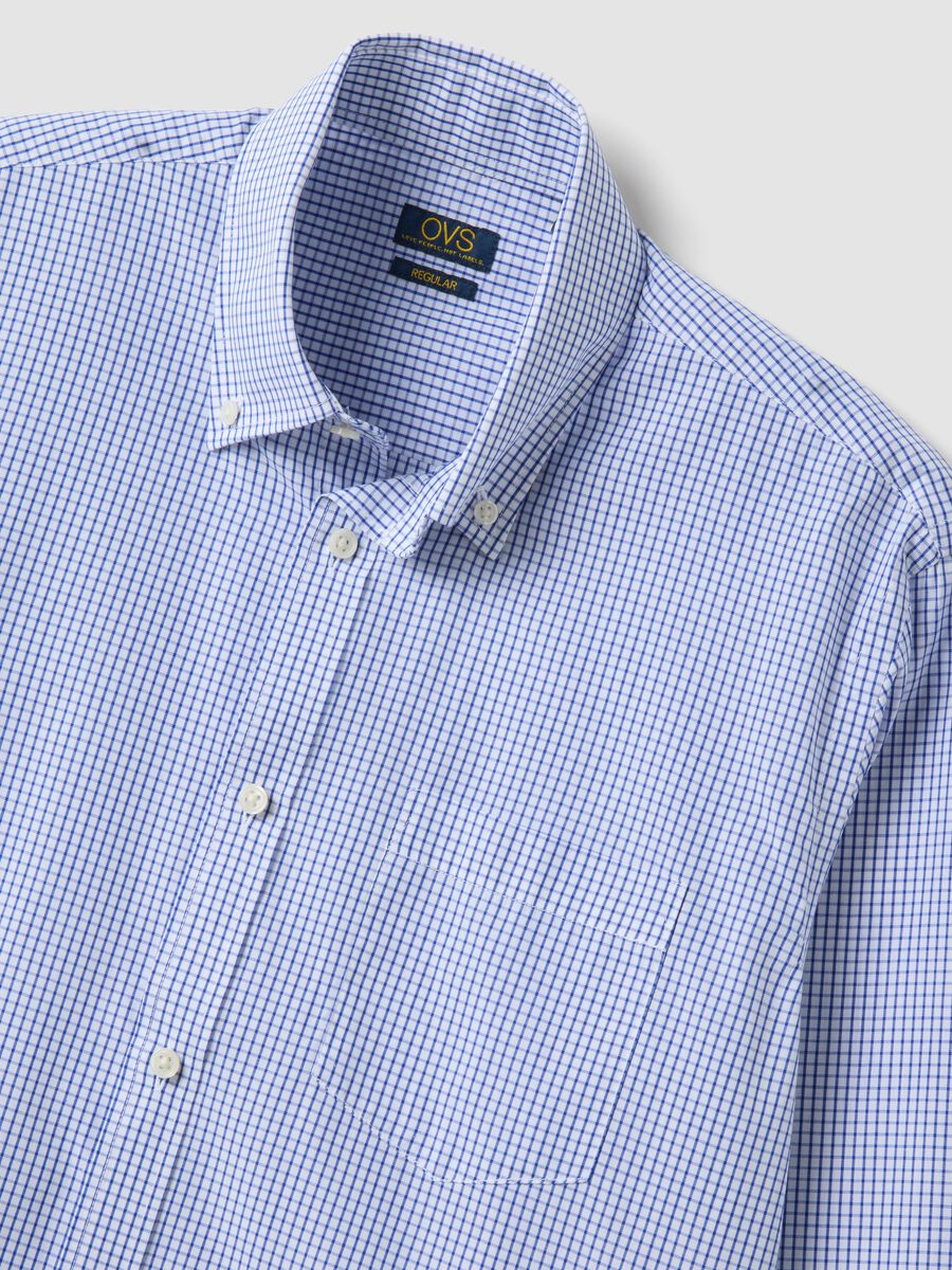 Light blue cotton-blend checked easy-iron regular-fit shirt_5