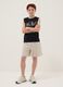 Blue and beige pure cotton set with vest and shorts_1
