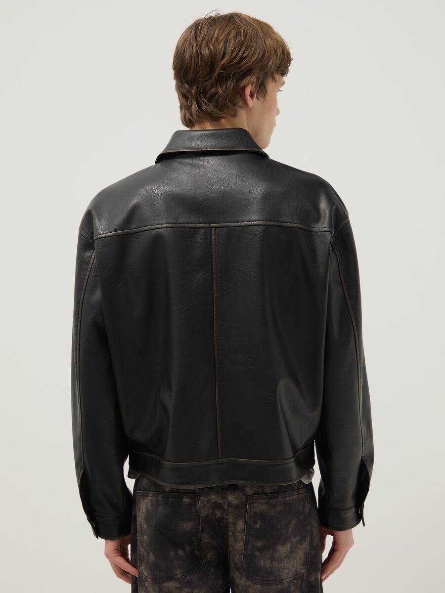 Black padded jacket oversized fit with zip_3