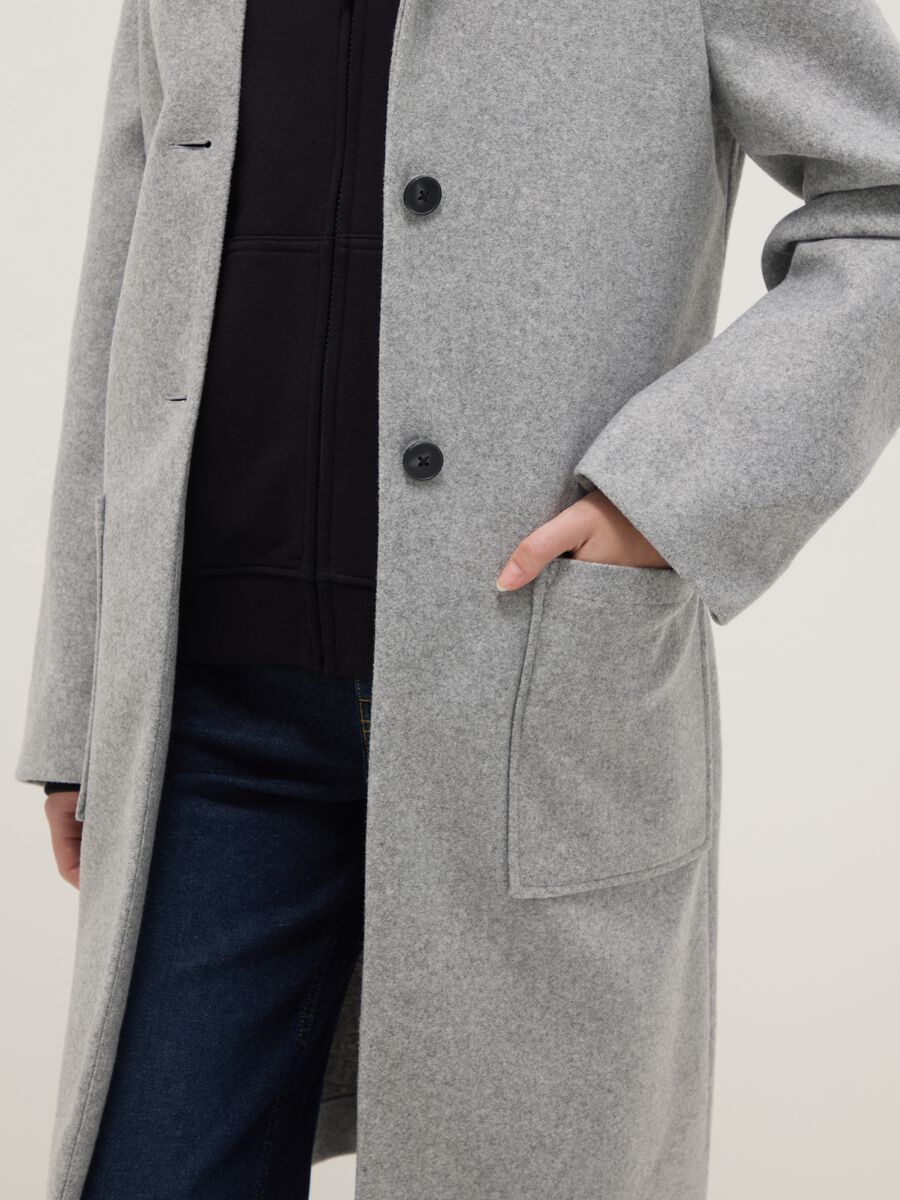 Grey single-breasted regular fit coat with belt_3