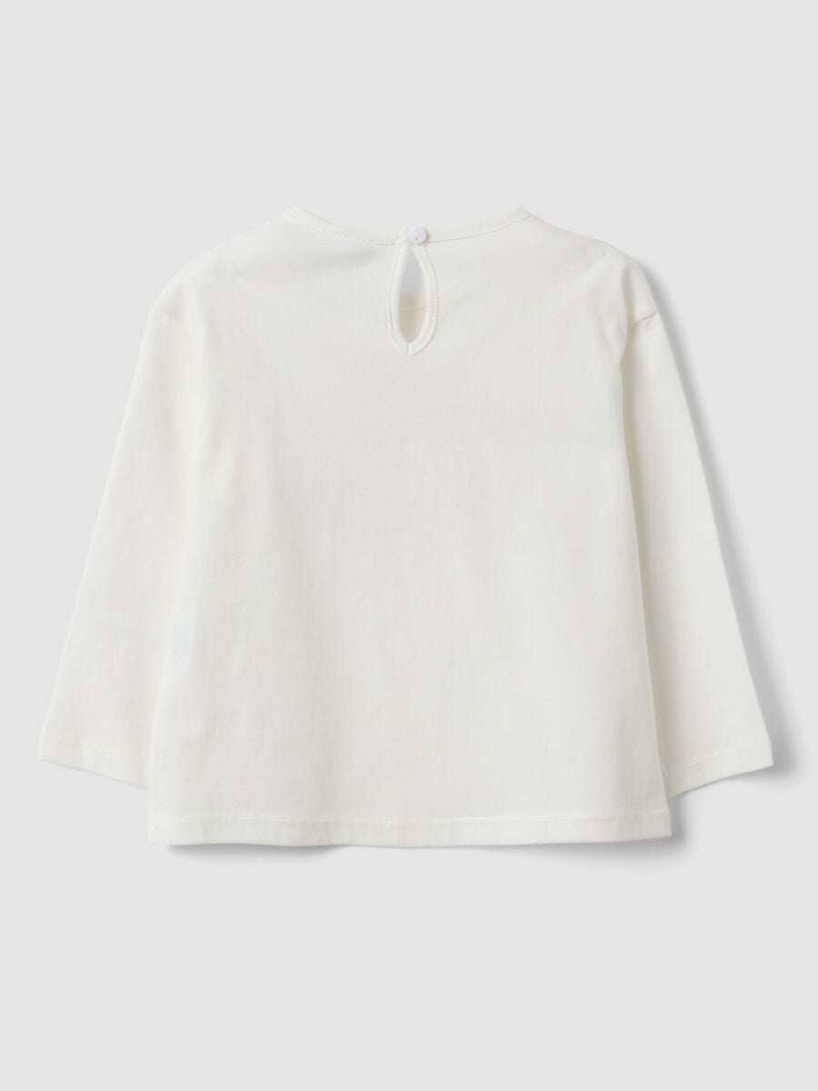 White organic cotton long-sleeve printed T-shirt for baby girl_1