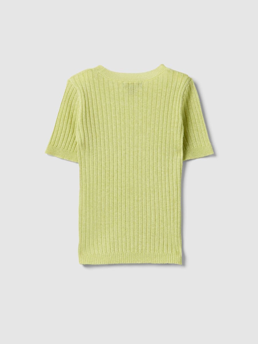Girls' regular fit yellow ribbed viscose blend jumper_4