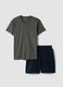 Multicoloured pure cotton short pyjamas with regular fit and V-neck_0