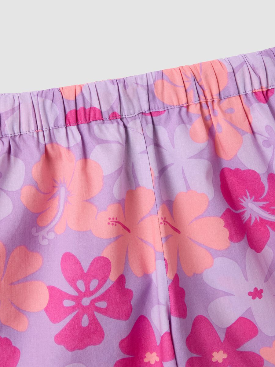 Purple pure cotton set with floral top and trousers_3