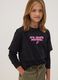 T-shirt noir en pur coton avec col c&ocirc;tel&eacute; et imprim&eacute;, coupe boxy_1