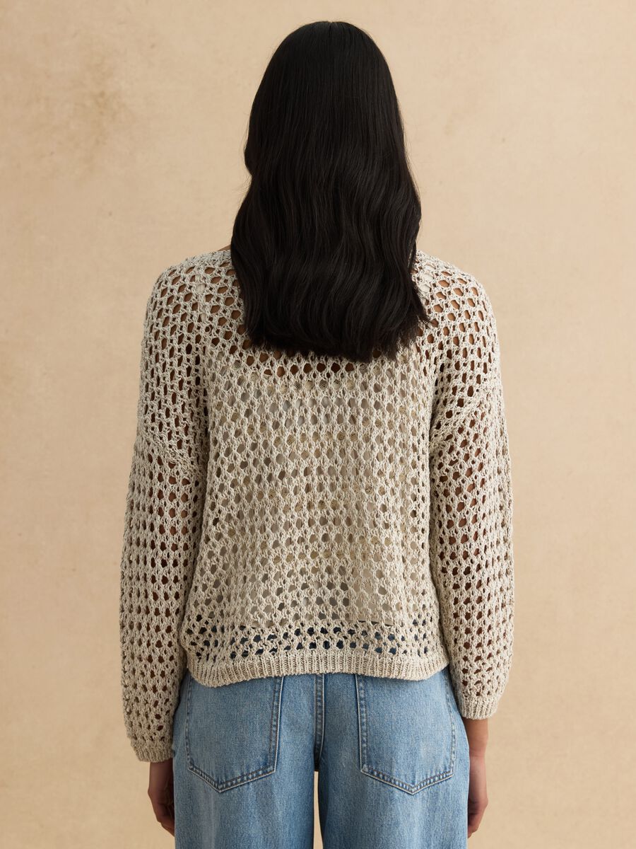 Beige cotton-blend knitted sweater_2