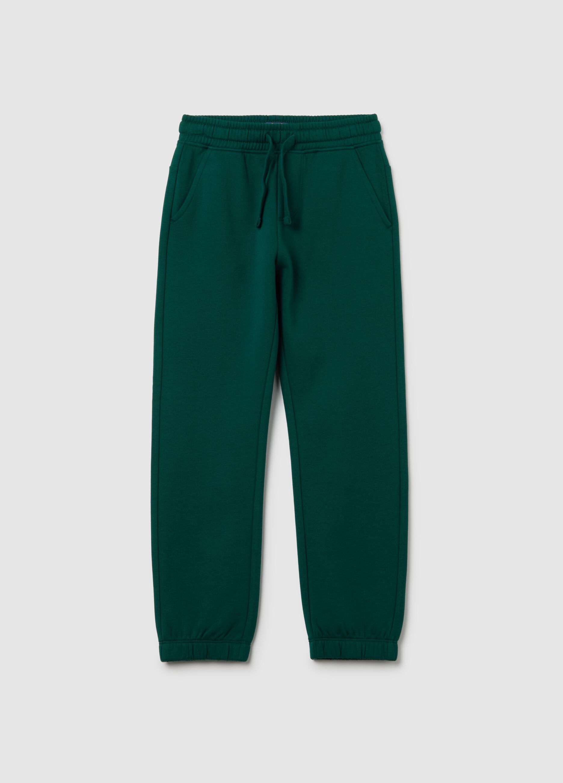 Kids' pure green cotton regular fit joggers