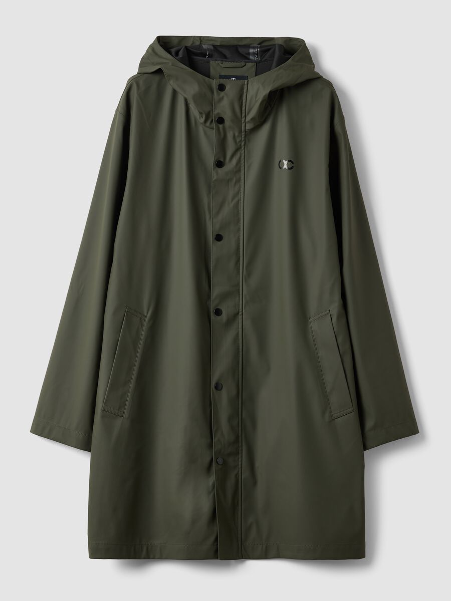 Green regular-fit raincoat with zip_0