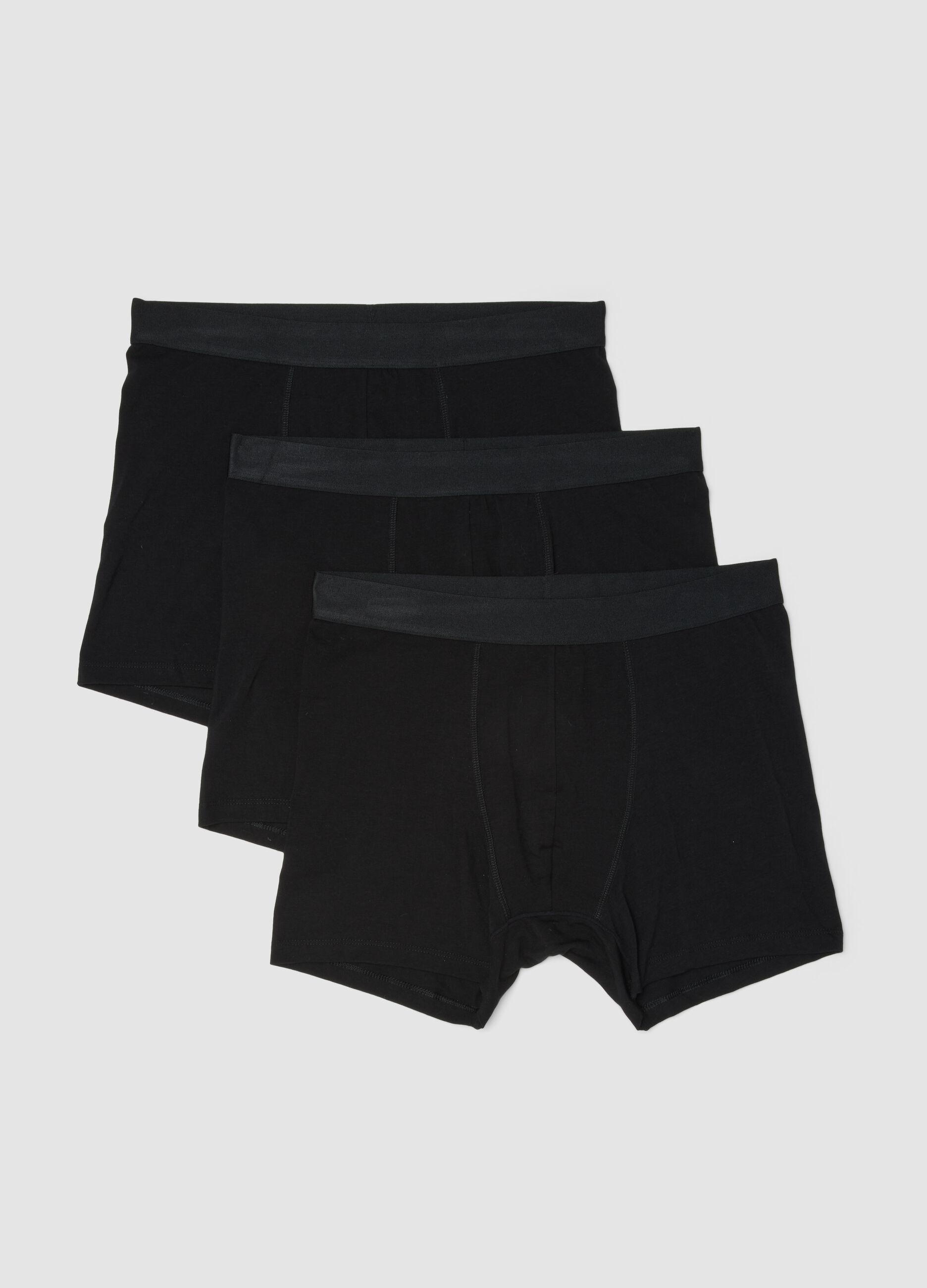 Pack de 3 boxers midi pretos em algod&atilde;o org&acirc;nico