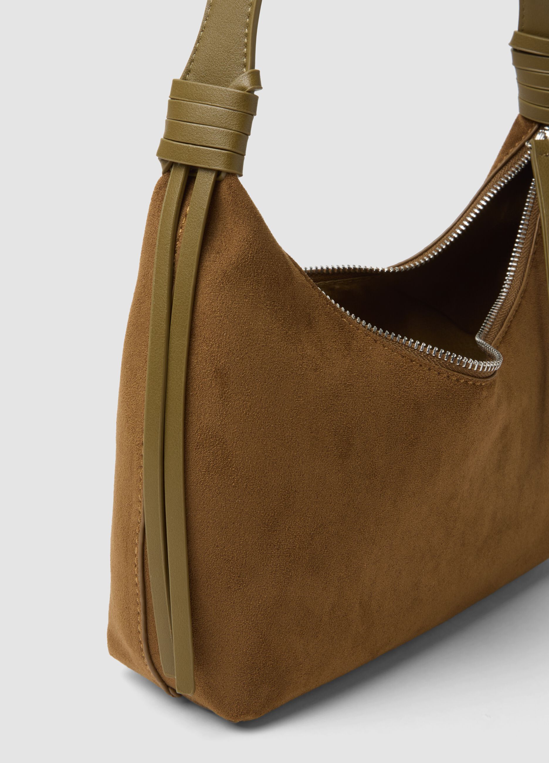 Brown stretch-fabric hobo bag