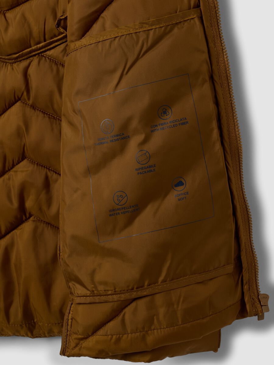 Yellow ultralight quilted gilet with zip and high neck_2