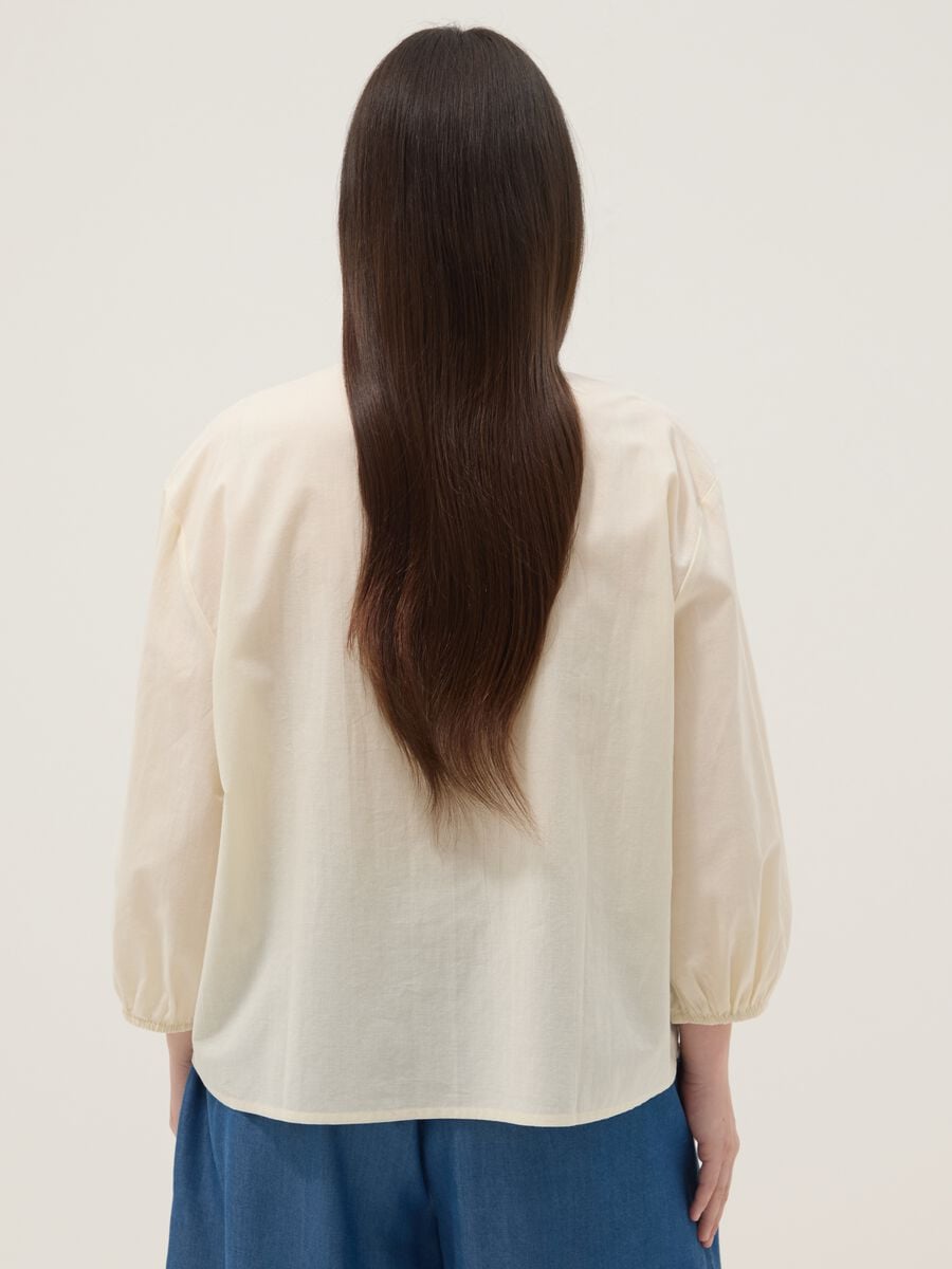 Beige pure cotton shirt with embroidery_3