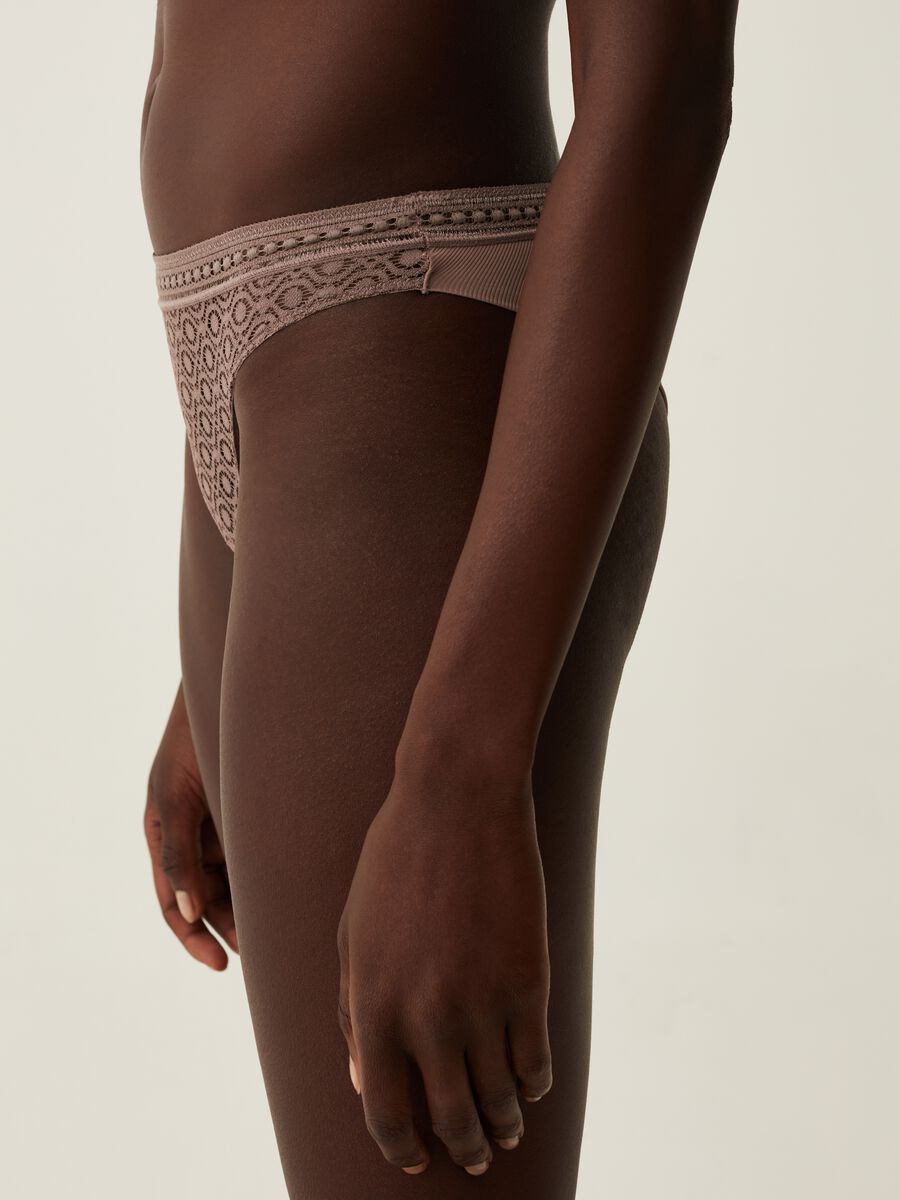 Microfibre Brazilian-cut briefs with lace on the front_3