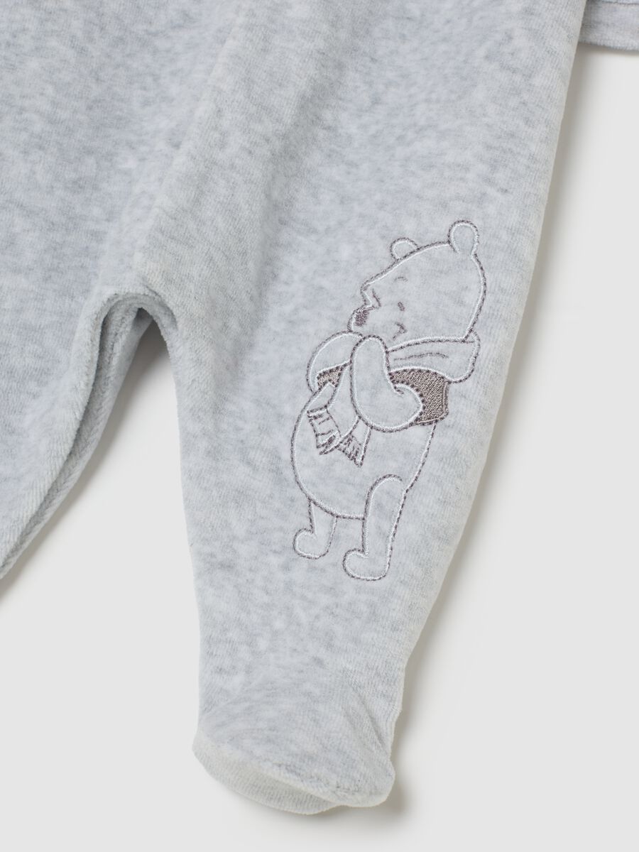 Grey cotton blend baby romper with Winnie the Pooh prints_2