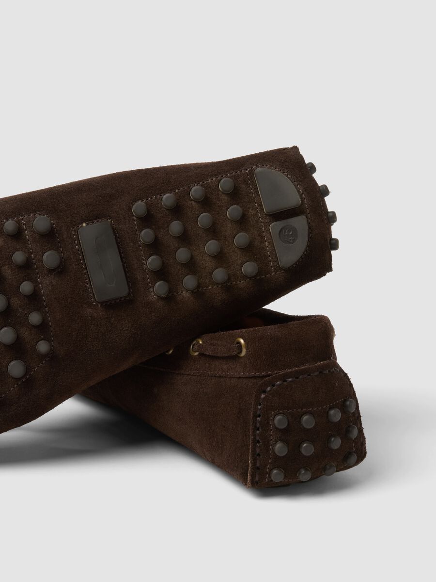 Brown genuine leather moccasins with non-slip sole_3