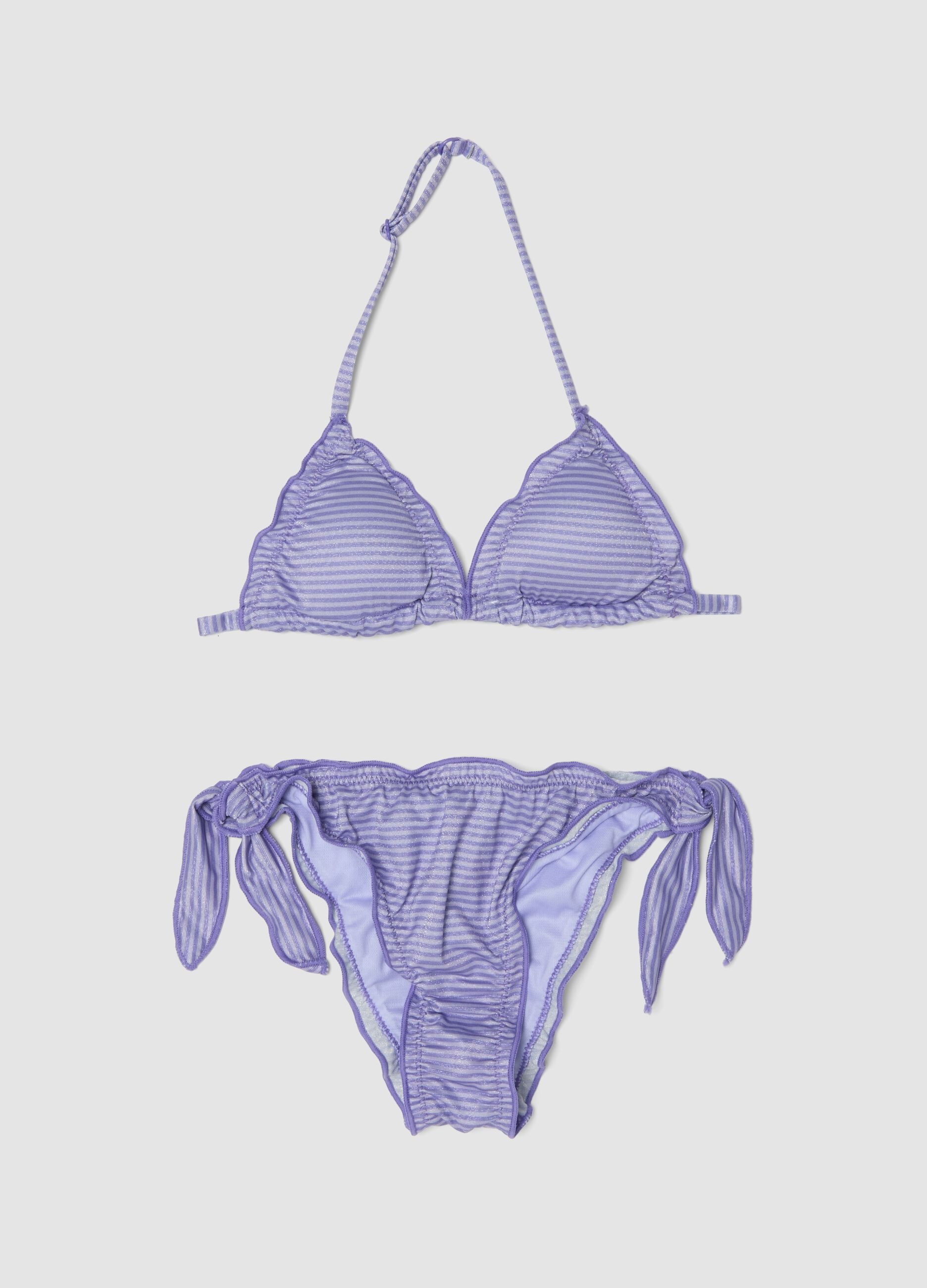Purple triangle bikini in stretch fabric