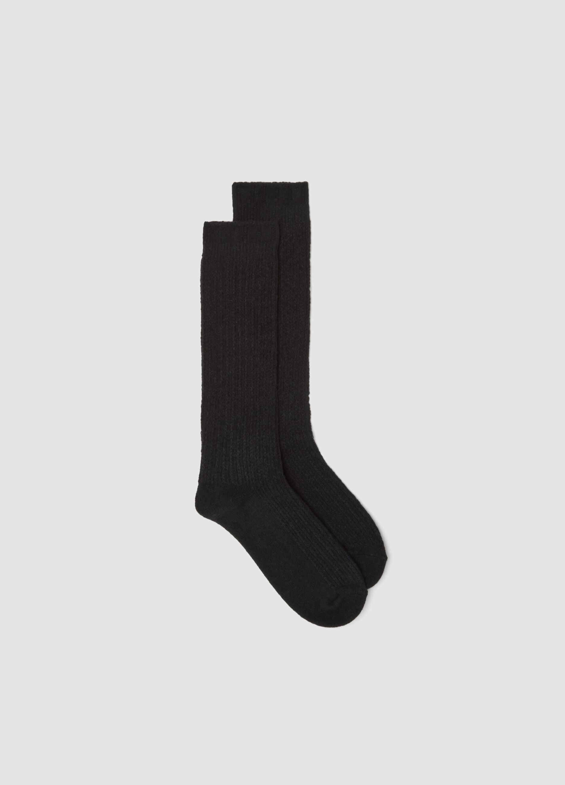Long black stretch-fabric socks