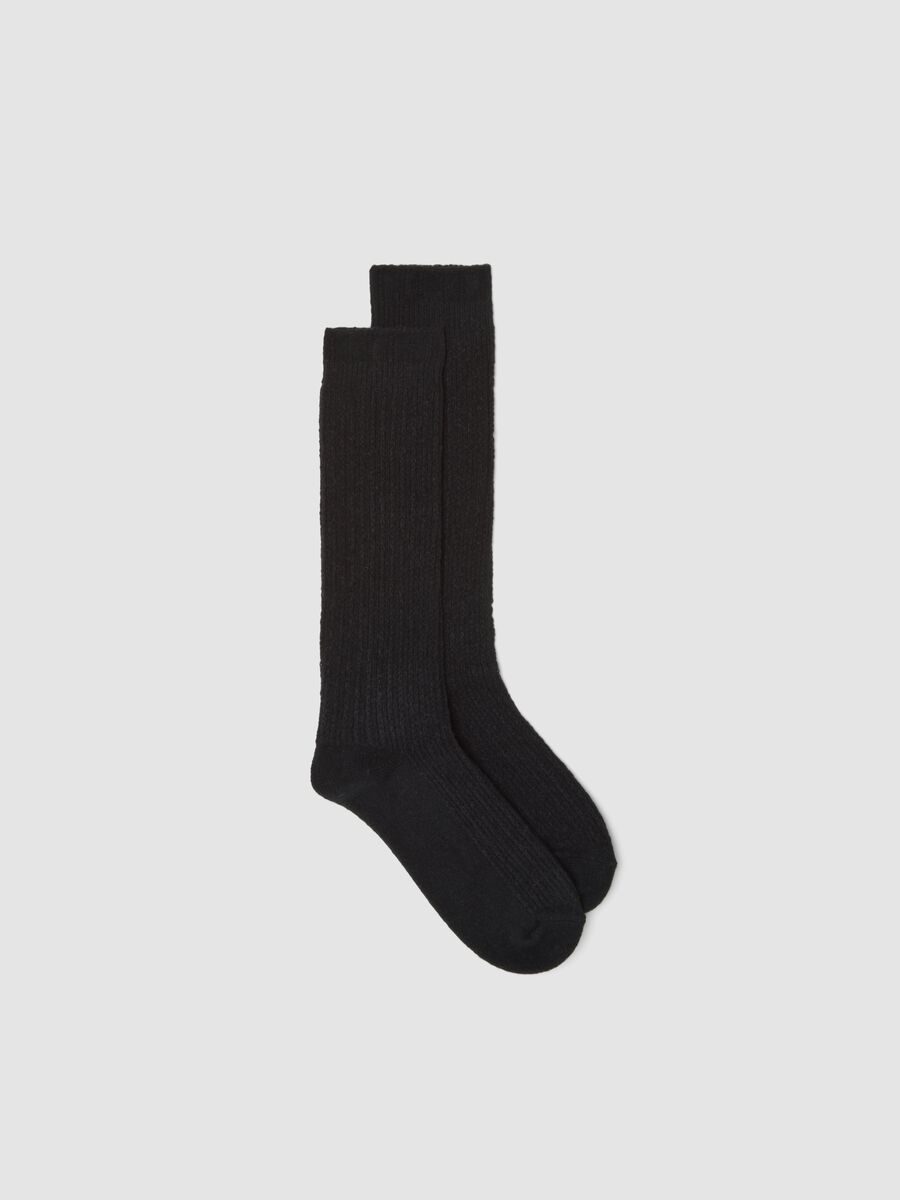 Long black stretch-fabric socks_0
