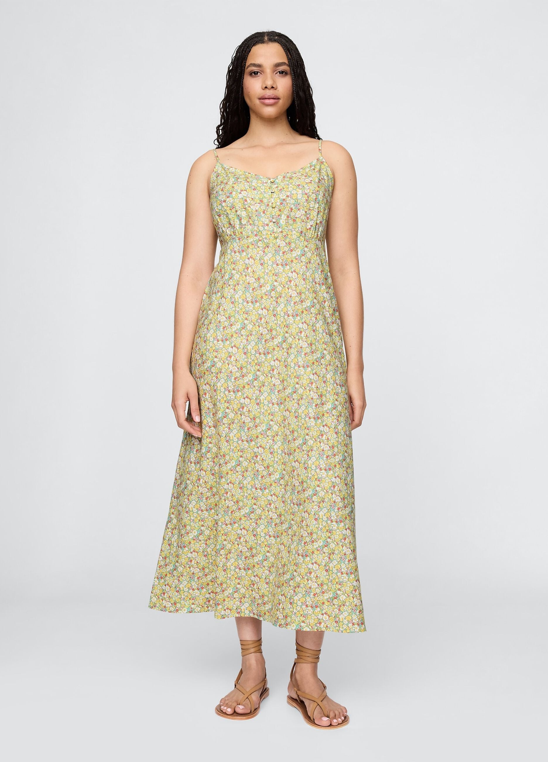 Langes Kleid mit buntem Blumenmuster