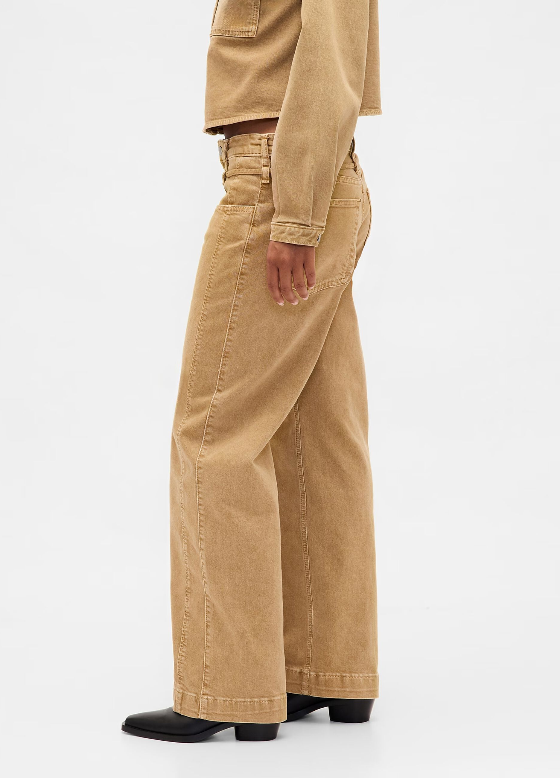 Cal&ccedil;as Beige de Denim El&aacute;stico