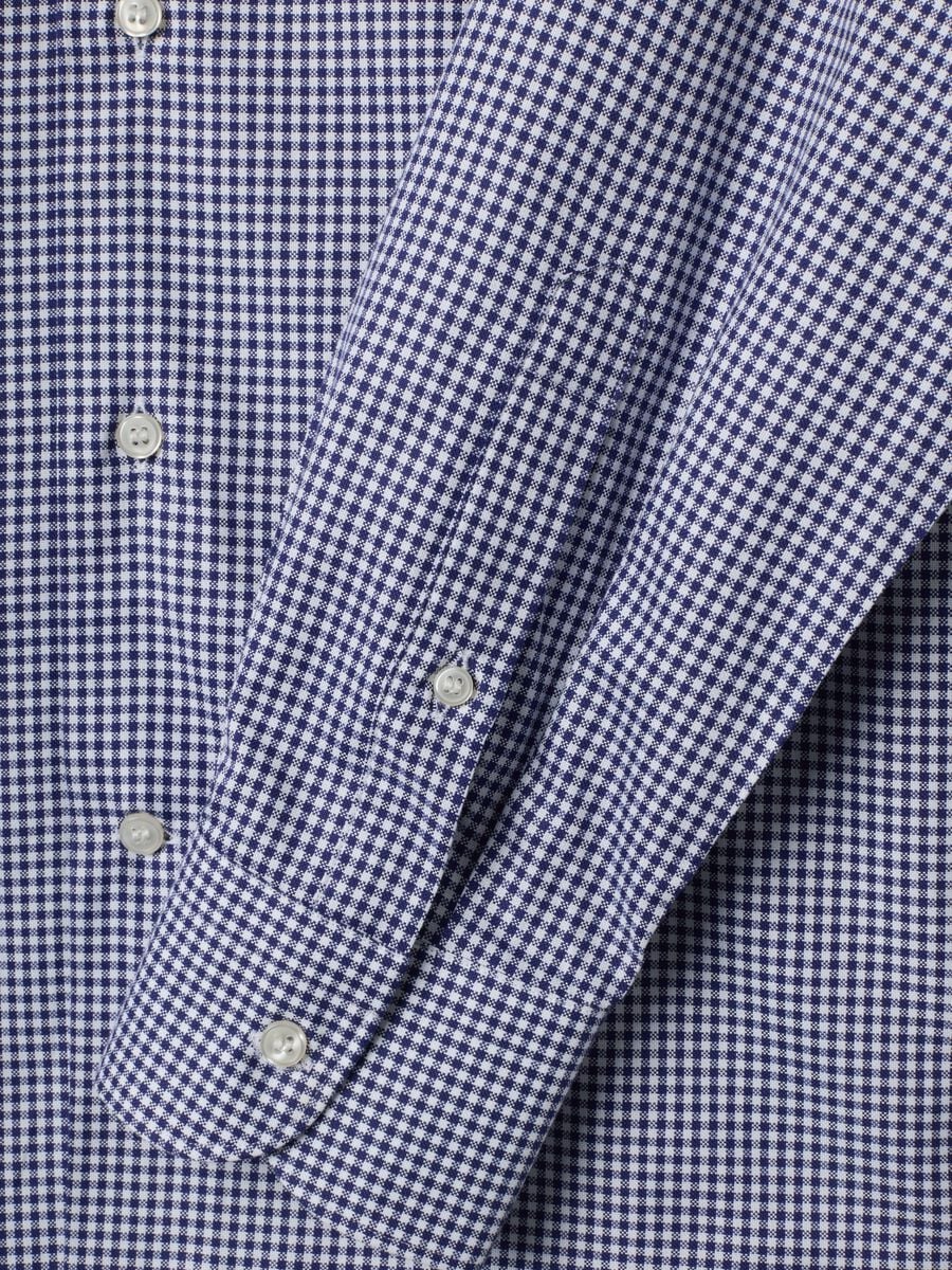 Blue cotton oxford checked shirt, regular fit_5