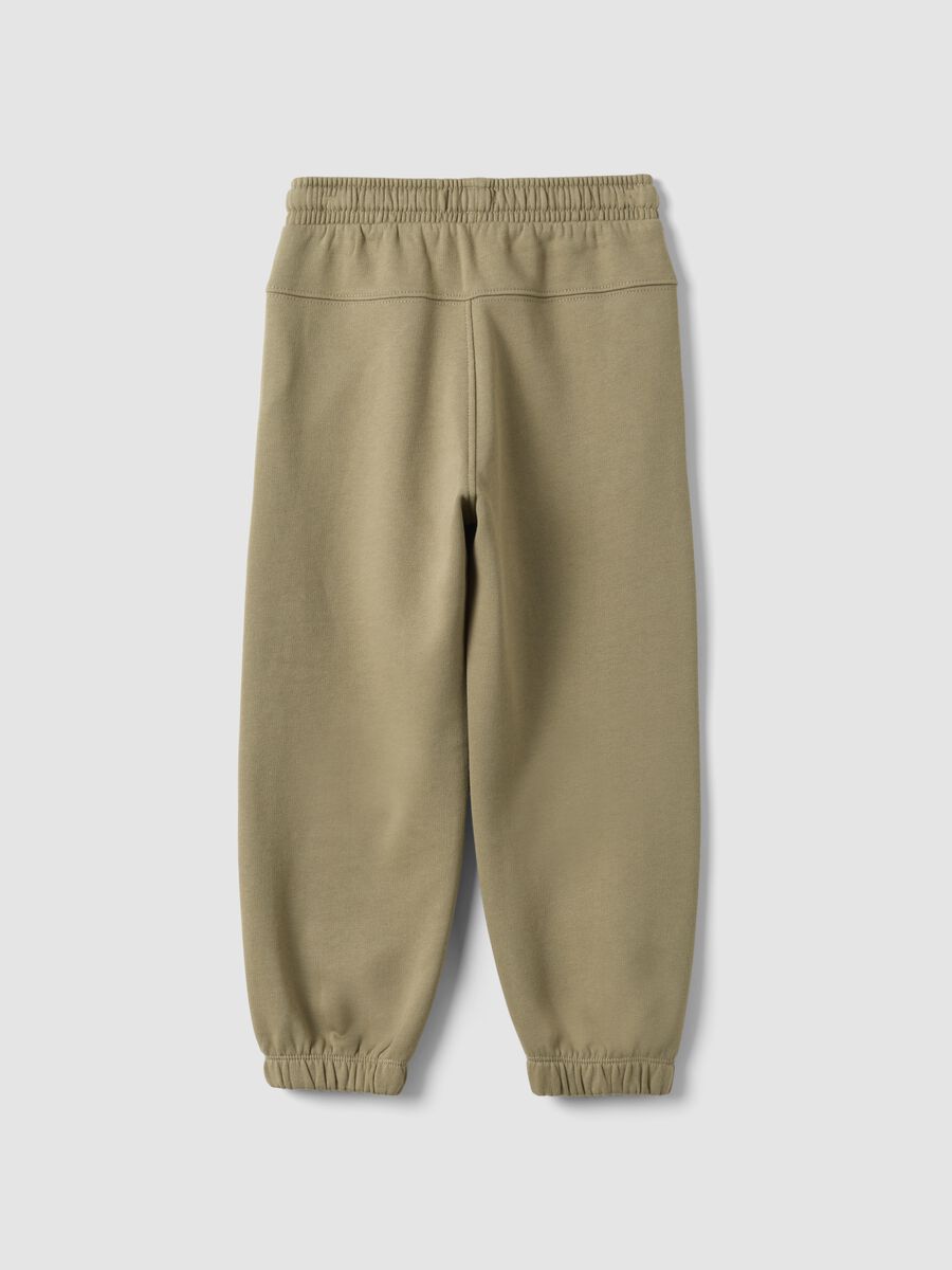Beige pure cotton fleece over-fit jogger trousers_1