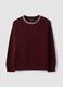 Red crew-neck cotton-blend sweatshirt with rhinestones_0