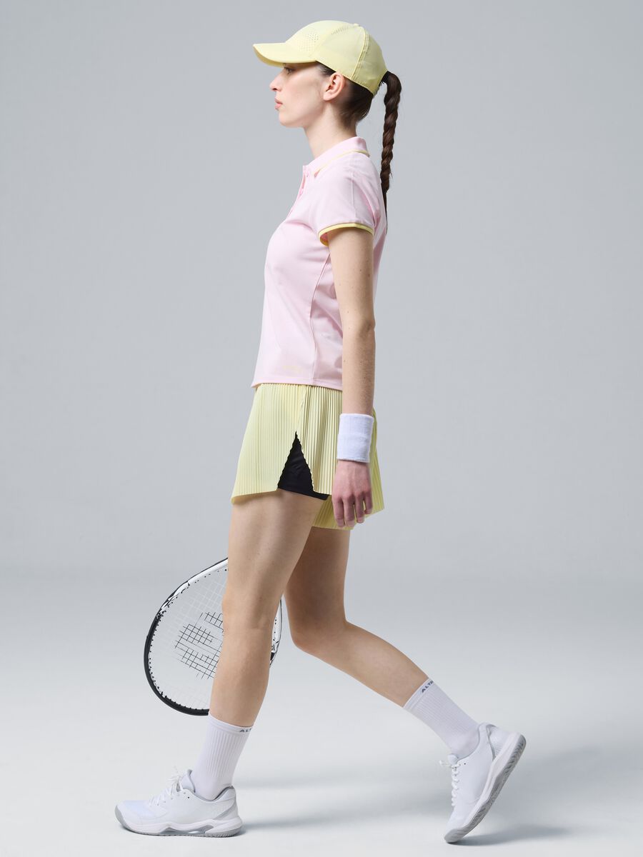 Gelbe, sportliche Plissee-Shorts ALTAVIA COURT aus elastischem Material mit herausnehmbarem Innenshort_0