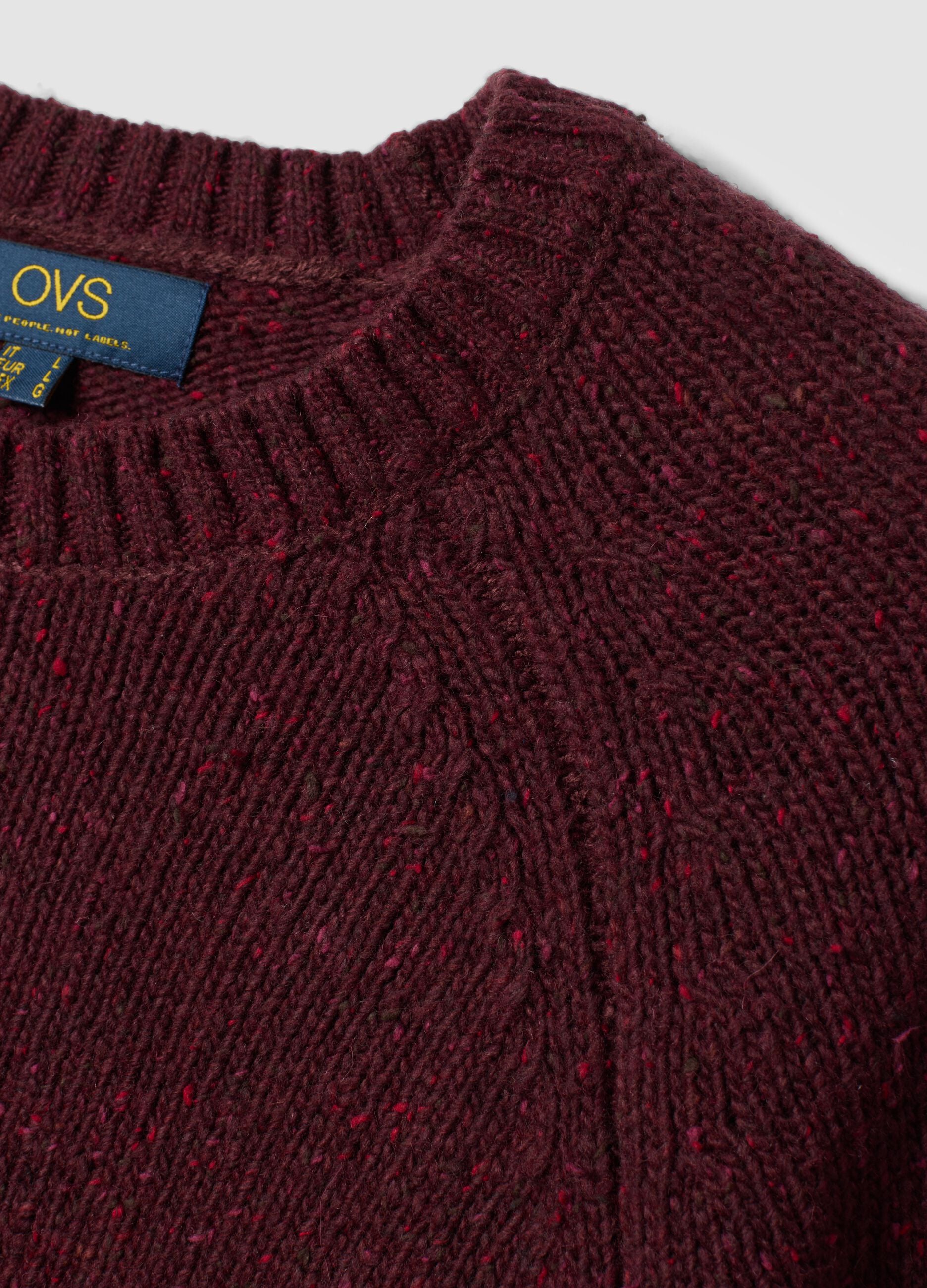 Red crew-neck cotton and wool-blend jumper