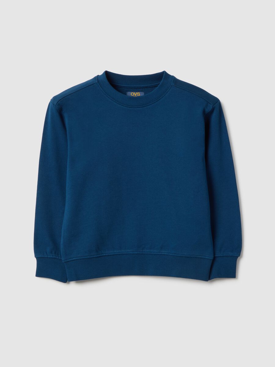 Children's oversized fit crew neck sweatshirt in blue pure cotton_0
