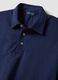 Polo azul em algod&atilde;o puro slim fit de manga curta_5