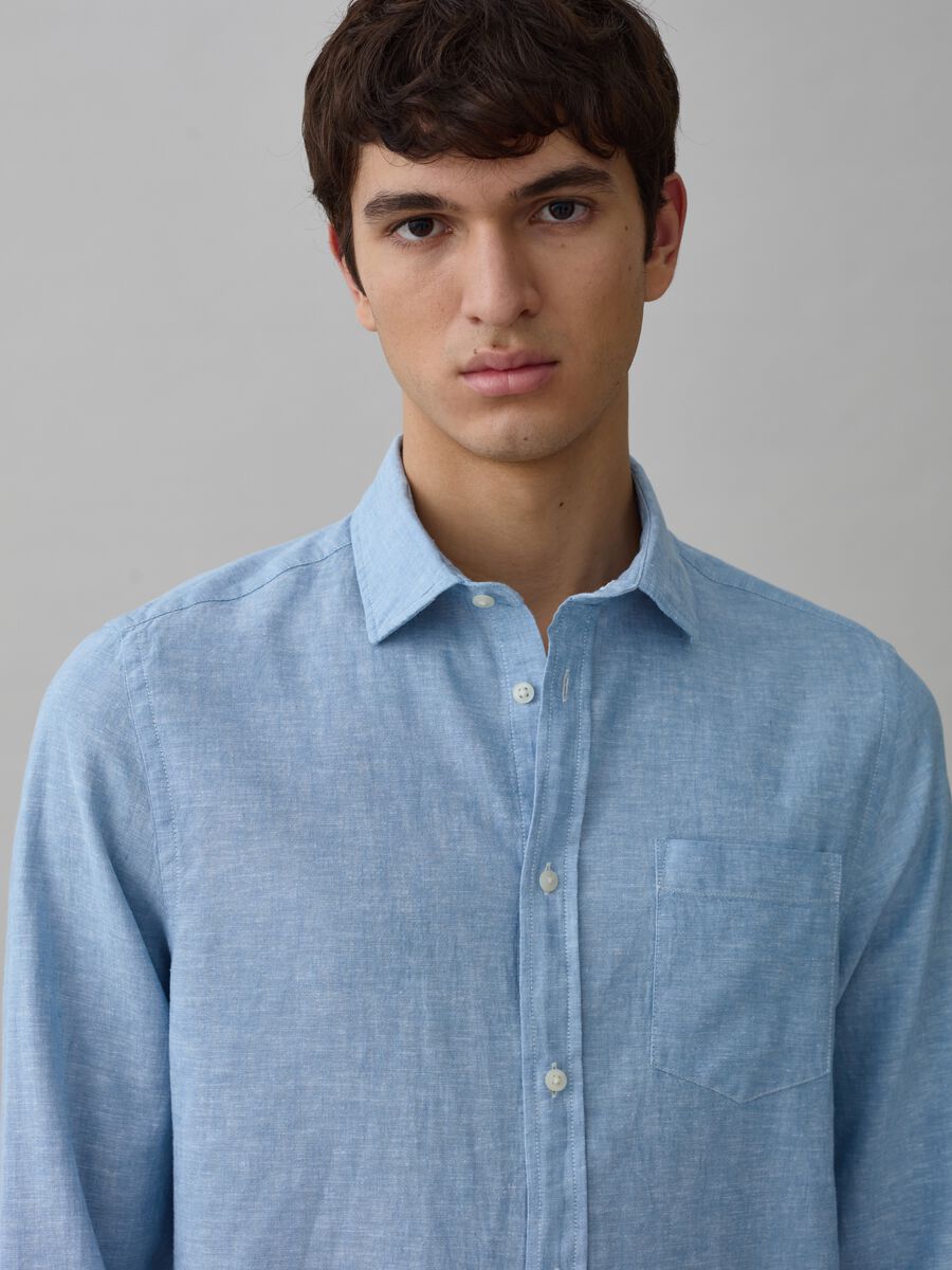 Shirt in chambray cotton and linen_1