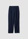 Blue stretch cotton trousers_0