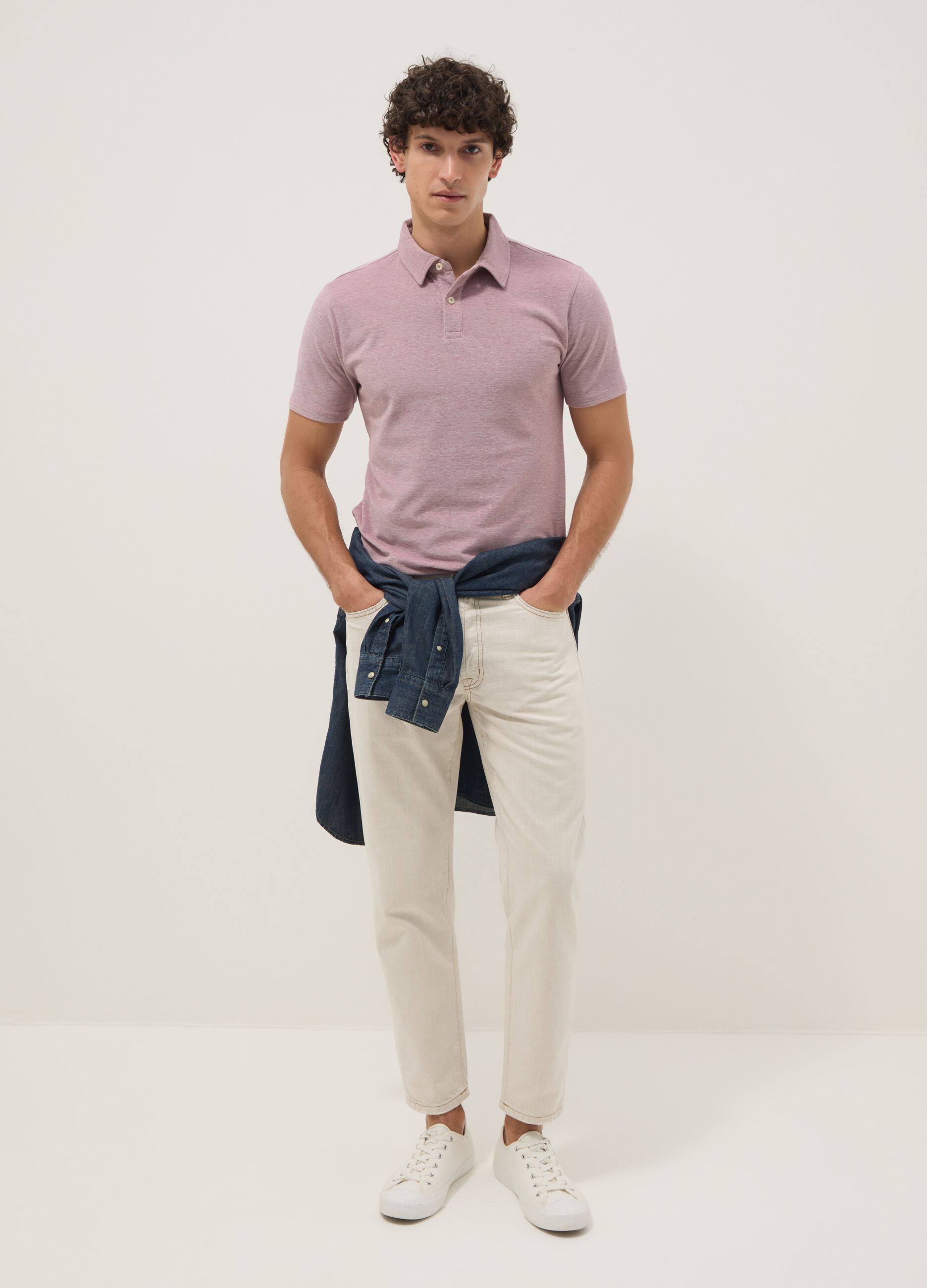 Beige Denim-Jeans aus reiner Baumwolle, Relaxed Fit