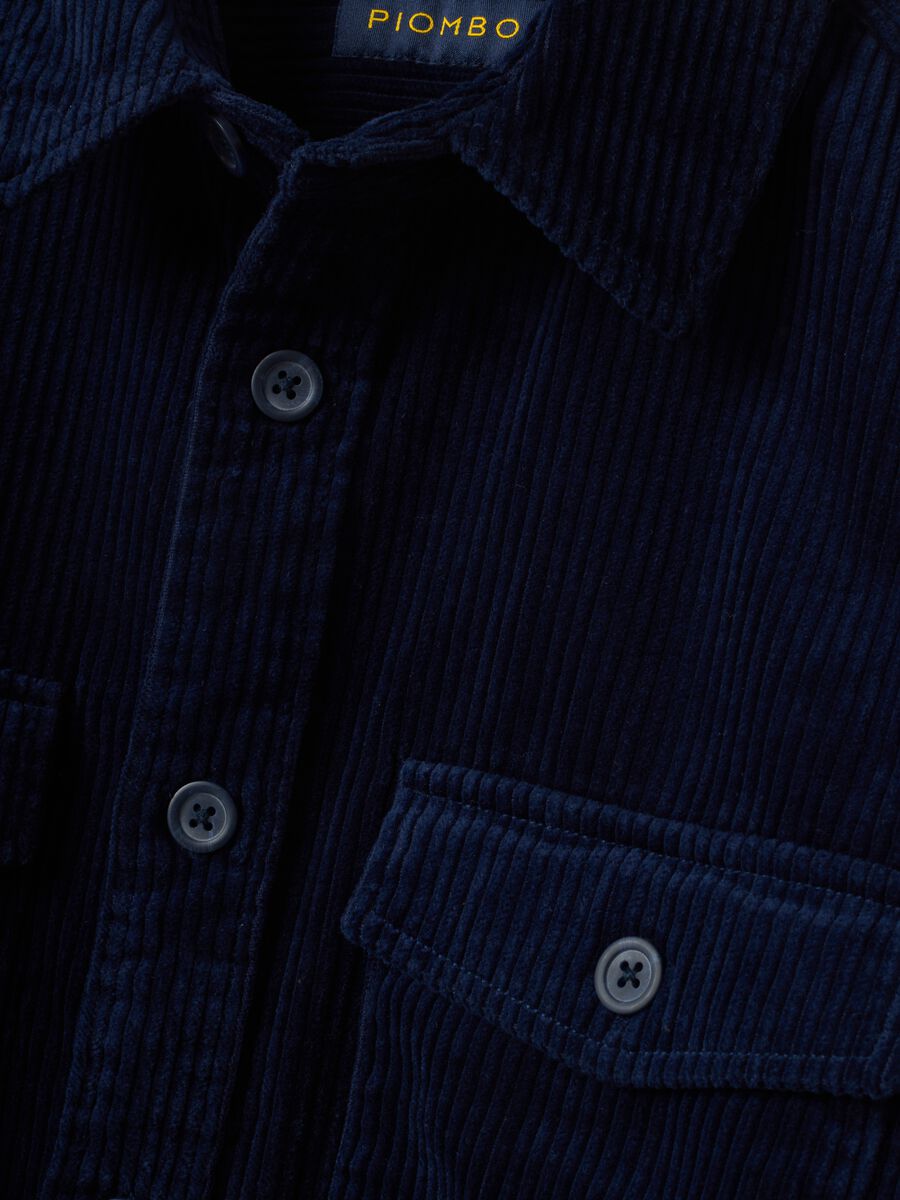 Blue pure cotton corduroy shacket in an oversized fit_5